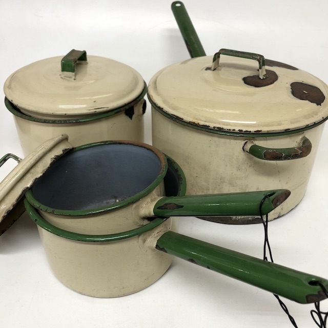 POTS n PANS, Vintage Cream Green Enamel